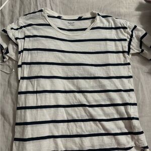 Madewell Navy and White Striped Tee
